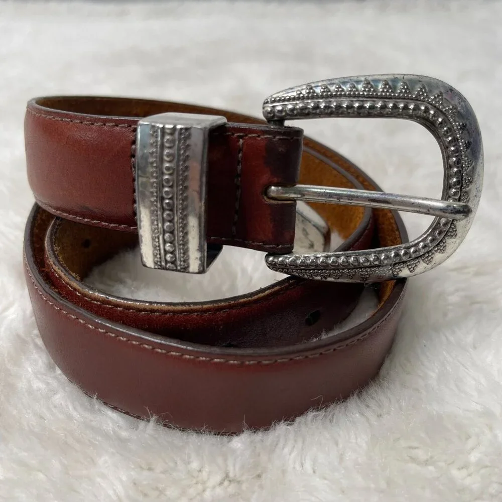 Vintage Brighton Women's Brown Leather Belt Size Medium